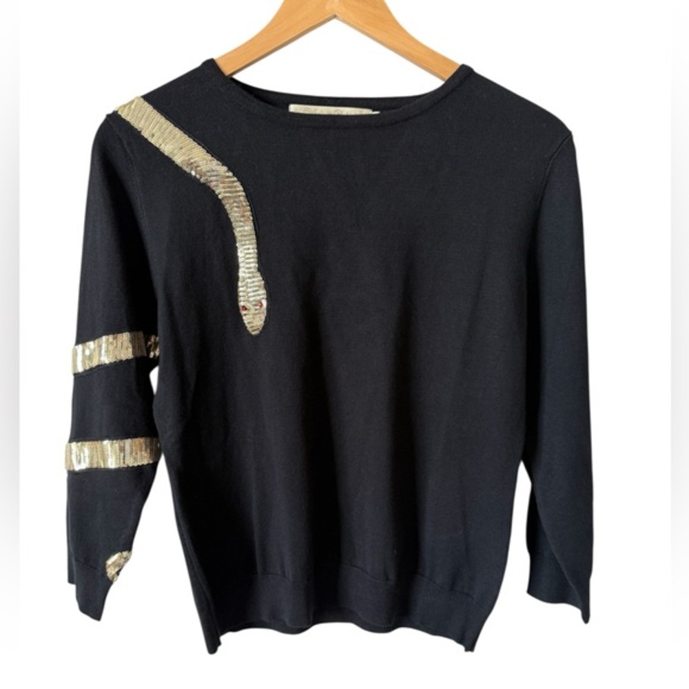 Wheels & Dollbaby Sequin Snake Sweater Black AU 10 US 6 Stretch NWOT